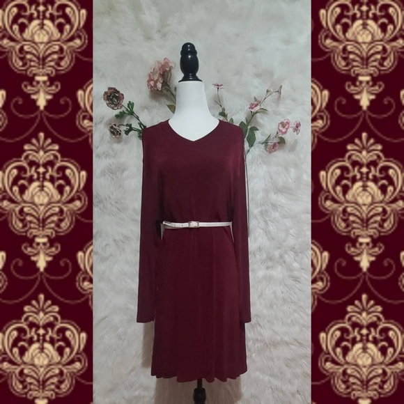VINTAGE- 1990s Cotton ginny plus burgundy dress - Picture 6 of 7